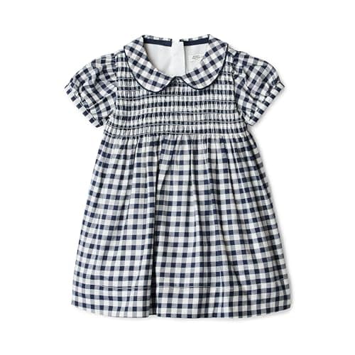 Image of Amazon Essentials x Sofia Grainge Unisex Babies' Mummy & Me Cotton Sateen Dresses, Navy Gingham, 0-3 Months