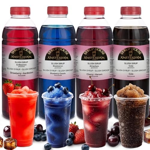 Image of Bacchus Brew 2×2L (1:5) Slush Syrup for Ninja Slushie & Slush Puppy Machine – Slushy Syrup Pack for Slush Maker – Slushie Syrup for Slushie Cup – Strawberry & Cherry & Cola & Blue Raspberry Syrup