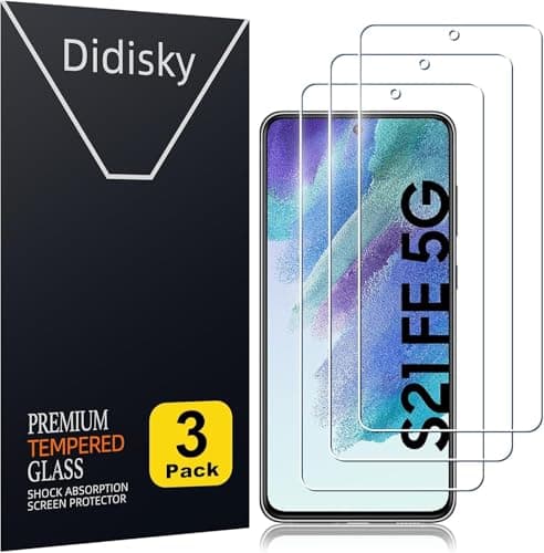 Image of Didisky [ 3 Pack Tempered Glass Screen Protector for Samsung Galaxy S21 FE 5G (Not For Galaxy S21) Soft Touch,Easy to Clean, Easy to Install