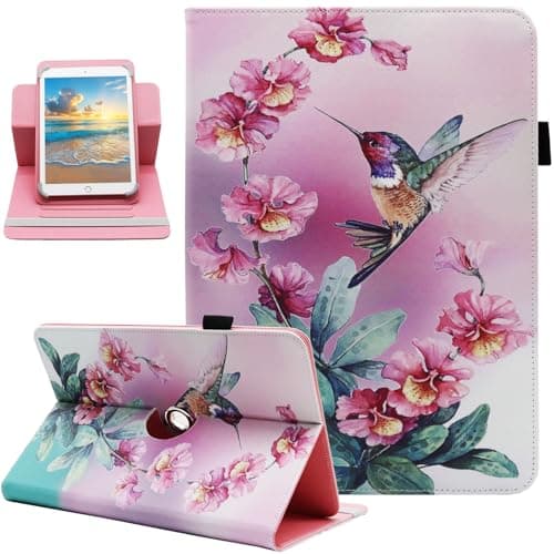 Image of Universal 10 10.1 Inch Android Tablet Case, Dluggs PU Leather 360 Degree Rotating Multi-Angle Viewing Stand Case Cover for 10 10.1 and All 9.5-10.5 Inch Tablet, Bird