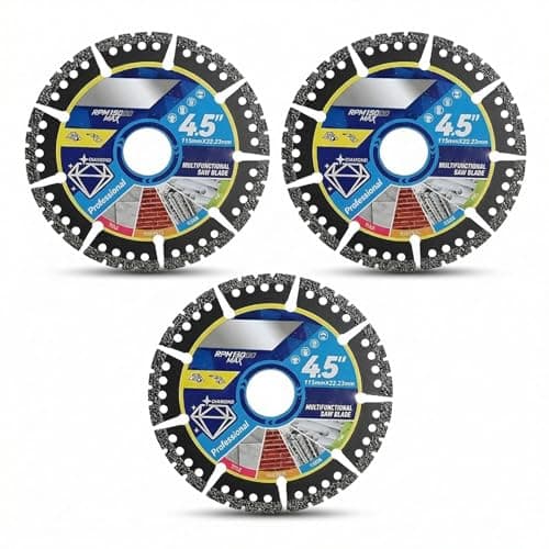 Image of 115mm Diamond Multi Purpose Segmented Blade for Angle Grinder, Concrete Stone Brick Cutting Disc, Heavy Duty Dry Wet Cutting Wheel for Masonry Granite Tile Metal (3pcs)