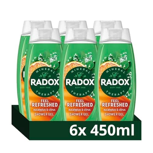 Image of Radox Mineral Therapy Feel Refreshed Shower Gel Body Wash uniquely blended with herbs, minerals and a eucalyptus & citrus oil fragrance for a refreshing experience 6x 450 ml
