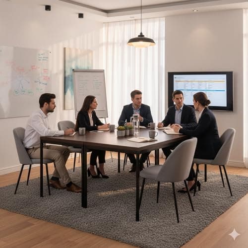 Image of HOMYLIN 150CM Rectangular Conference Table with Walunt Wood-Laminate Top and Metal Frame, Modern Office Meeting Desk for 4-6 People, Brown
