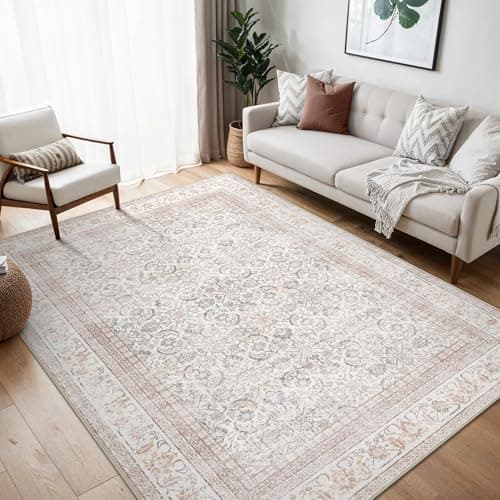 Image of BEIMO Rugs 160x230cm Living Room Large Green Rug Washable Carpet for Bedroom Machine Non-Slip Carpet Boho Vintage, Beige