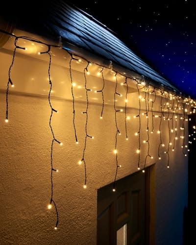 Image of WeRChristmas LED Icicle Lights, Black Cable