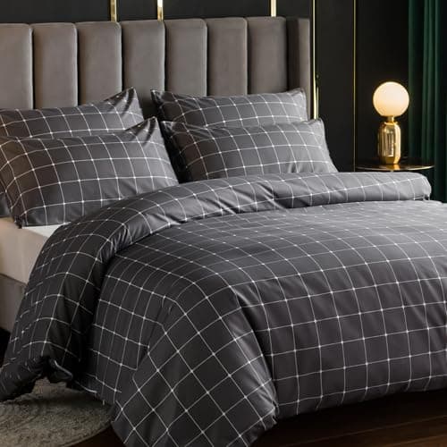 Image of Lazzaro King Size Duvet Cover Sets Premium Microfiber Kingsize Duvet Cover Sets Ultrasoft Hypoallergenic Reversible Quilt Cover Bedding Set With Zipper Closure