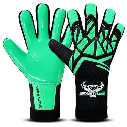 Image of BEAST RAGE Goalkeeper Gloves for Kids,Youth & Adults–Football Goalie Glove for Boys,Children–Soccer Training Gloves,Strong Grip & Anti-Slip Palms (Sea Green, Size 6 suitable for 8 to 10 Years old)