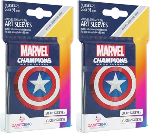 Image of Gamegenic, Fantasy Flight Games - Marvel Champions: Official Art Sleeves: Captain America - Card Game, 66 x 91mm (Pack of 2)