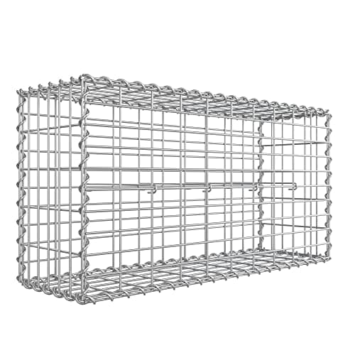 Image of SONGMICS Gabion Basket, Metal Gabion Cage with 5 x 10 cm Mesh for Stones, Galvanised, Garden Decor Wall Partition, 100 x 50 x 30 cm, Silver GGB153
