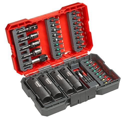 Image of KWB BIT-BOX FOR IMPACT-/IMPACT WRENCH, 35-PIECE BIT SET WITH BIT HOLDER AND SHOCK-RESISTANT SOCKET ADAPTERS, E C 44626 SHAFTS
