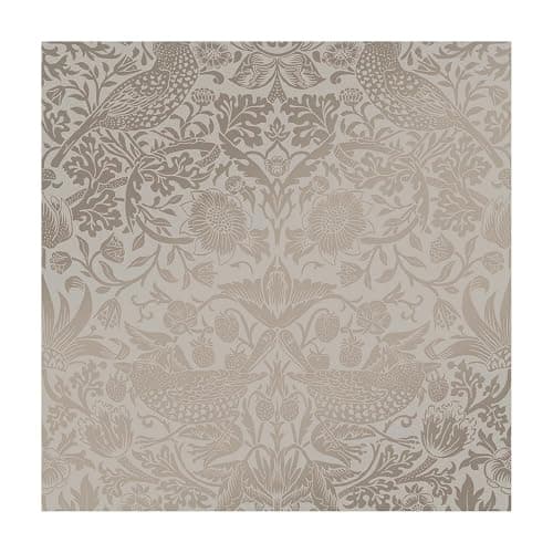 Image of William Morris at Home Strawberry Thief Fibrous Neutral Wallpaper | Paste the Wall | Bird | Eco-Friendly