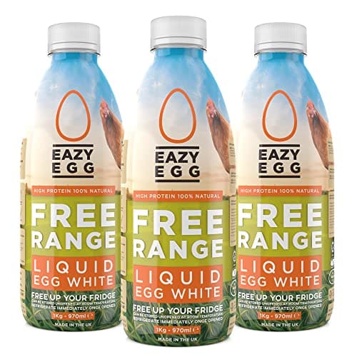 Image of Eazy Egg Free Range Egg Whites Liquid 3 x 1L | Made in the UK from Eggs Free Range | Ambient Storage & 6 Month Shelf Life | for Baking, Shakes, Omelettes & Cocktails