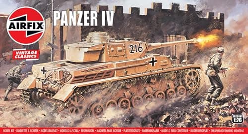 Image of Airfix - Vintage Classics Set - A02308V Panzer IV - Plastic Model Tank Kits for Adults & Children 8+, Includes 101 Pieces - 1:76 Scale Model Tank Set