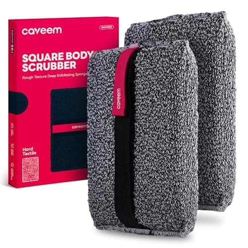 Image of CAVEEM Exfoliating Body Scrubber, Rough Exfoliation Body Exfoliator Tool Sponge for Remove Dead Skin, Body Exfoliating Sponges, Men and Women Square Sponge for Shower, 2 Pack