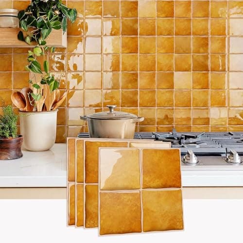 Image of 20 Sheets Mosaic Marble Effect Tile Stickers, Peel and Stick on Tiles for Kitchen Bathroom Wall Backsplash Vinyl Waterproof Self Adhesive Tile Decals Covers (15cm x 15cm, 6x6 inches)