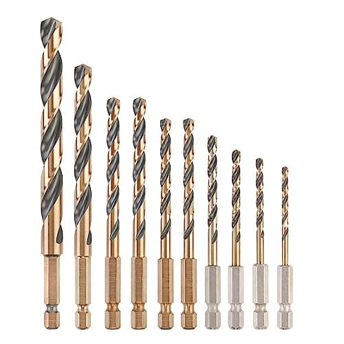 Image of DEWALT DT20620-QZ Impact Black & Gold Hex Metal Drill bit Set, 10 Sizes in Tough Case