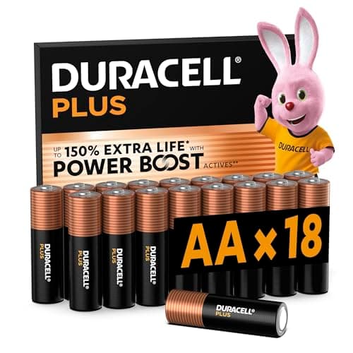 Image of DURACELL Plus AA Batteries (18 Pack) – Alkaline Batteries 1.5V – Up to 150% Extra Life with POWER BOOST Actives– Reliability For Everyday Devices – 0% Plastic Packaging – 10-Year Storage - MN1500