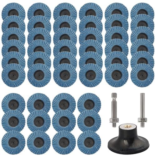 Image of Yetaha 48 Pcs 2 Inch Flap Grinding Disc Kit, 50mm Roll Lock Flap Disc Grinding Sanding Wheel 40 60 80 120Grit, Quick Change Grinder Discs with 1/4" Shank Pad Holder for Metal Wood Plastic