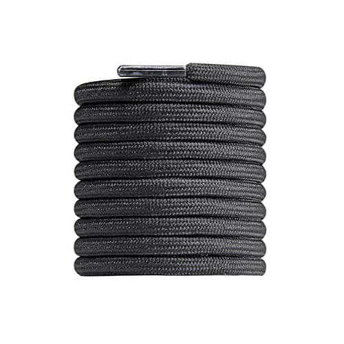 Image of CCSOFTIME Round Black Boot Laces,90cm Short Heavy Duty Boot ShoeLaces for Work Shoes Hiking Walking Boots and Trainers,4mm Replacement Thick Shoelaces for Womens Mens Kids(1-Pair-Black-90cm)