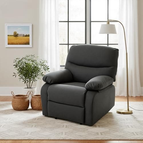 Image of Panana Grey Fabric Manual Recliner Sofa Armchair - Living Room Furniture, Lounge Chair Sofa for Ultimate Comfort & Elegance. Single Seater Sofa for Home (Dark Grey)