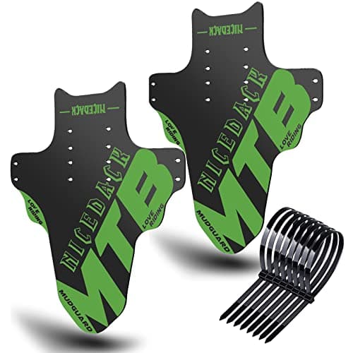 Image of NICEDACK Mudguards Mountain Bike, 2 Pieces Mudguard Fit 20-29 Inch MTB Mudguard Front and Rear Compatible Bicycle Splash Guard (Green)