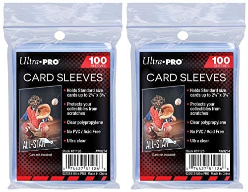 Image of Ultra Pro Soft Card Sleeves 100 pack 2 5/8 x 3 5/8 inches Standard Size Trading Card Games Clear (200 (2 packs))
