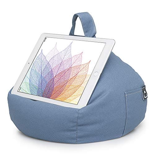 Image of iBeani iPad & Tablet Stand / Bean Bag Cushion Holder for All Devices / Any Angle on Any Surface - Blue Denim
