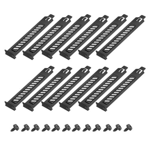 Image of sourcing map 12PCS Black PCI Slot Cover Dust Filter, Blanking Plate Ventilation Deflector Bracket Expansion with Slant Holes for Computer Cases