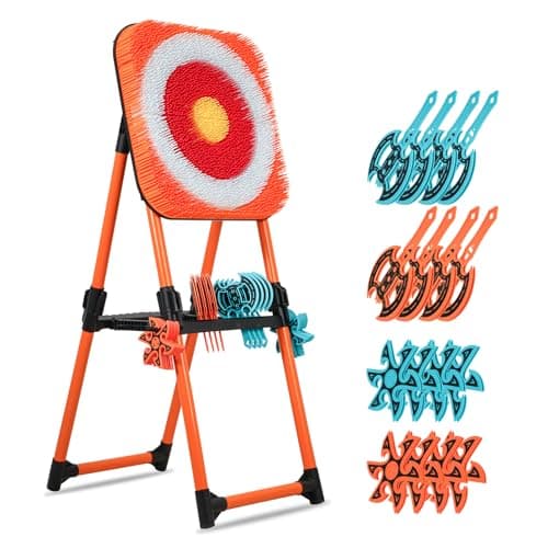 Image of KAINOKAI 8-Piece Axe Throwing Set with Adjustable Bristle Target – Indoor & Outdoor Game, Portable & Safe Throwing Axes for Backyard, Yard & Carnival Activities (Orange)