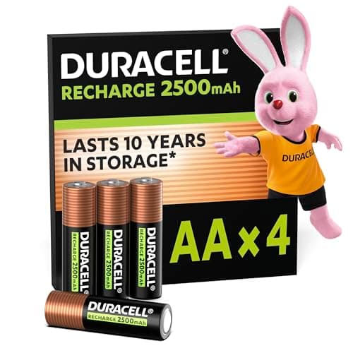 Image of Duracell Rechargeable AA Batteries (Pack of 4), 1.2V 2500 mAh NiMH, Pre-Charged, Our No.1 Longest Lasting Rechargeable Battery