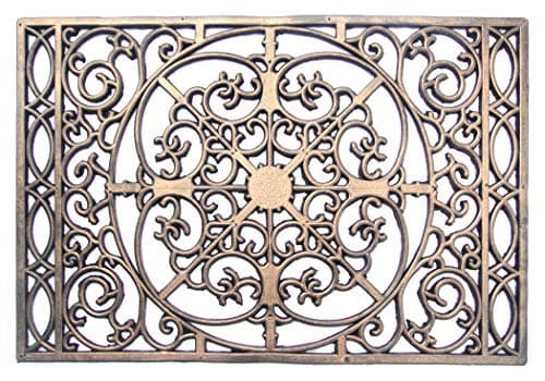 Image of Ehc Decorative Wrought Iron Effect Rubber Grill Door Mat, 40 x 60 cm - Bronze Finish