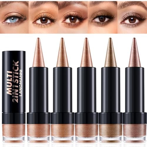 Image of 5 Colours Gradient Eyeshadow & Eyeliner Stick Set, Shimmer Gold Creamy Eyeshadow Pencil, Smudge-Resistant Long-Wearing Eye Makeup (# 5 Colours A)