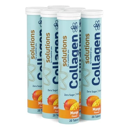 Image of Applied Nutrition Solutions Collagen Effervescent Tablets – Collagen with Vitamin C per Serving - 120 Effervescent Tablets, Zero Sugar, Low Calorie, Supports Skin Hair and Connective Tissue - Mango