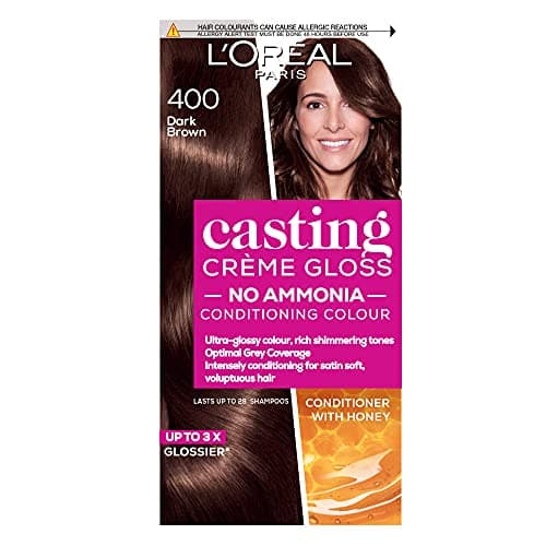 Image of Casting Crème Gloss 400 Brown: A no-ammonia, semi-permanent hair colour lasting 32 washes. Get up to 3x glossier, 4x silkier, visibly healthier hair with this natural and radiant brown tone.