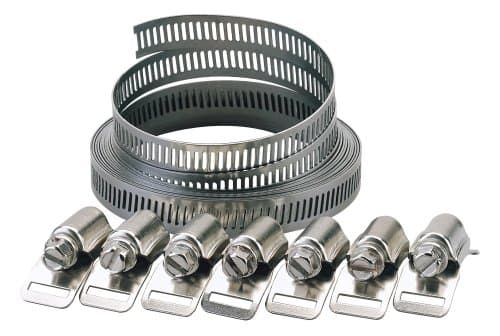 Image of Draper Wide Hose Clamp Set | 8 to 12mm Banding width Hose Clips | 3m Banding Quick Grip | 8 Tensioning Clamps | 55592