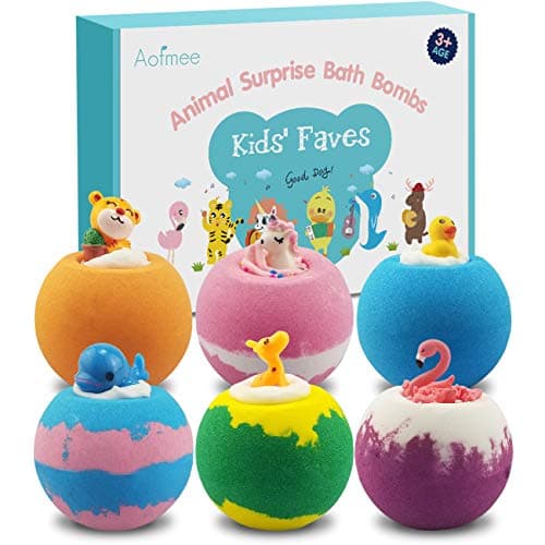 Image of Aofmee Bath Bombs for Kids, Handmade Natural Bath Bombs with Toys Inside, Shea Cocoa Butter Moisturize, Spa Fizzies Bath Bomb, Birthday Christmas Easter Advent Calendars Gifts for Women, Girls, Boys