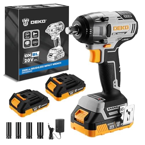 Image of DEKOPRO Cordless Impact Wrench 1/2 Inch 350N.m 20V Brushless Impact Gun with 2x2.0Ah Batteries, 3-Speed Impact Driver for Automotive Repair,Tire Change,Construction & DIY Projects