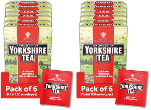 Image of Yorkshire Tea, Individually Wrapped & Tagged Tea Bags, 6 Boxes of 20 Tea Bags (Total 120 Bags) (Pack of 2)