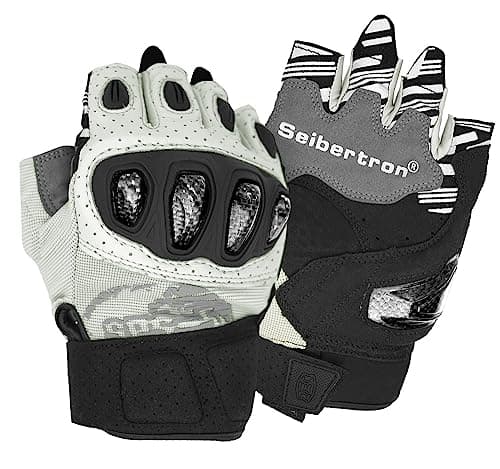 Image of Seibertron SPS-5 Unisex Touchscreen Road Racing Motorcycle MTB Sports Gloves Also fit BMX MX ATV Mountain Bike Bicycle Cycling Off-Road/Dirt Bike Motocross etc Half Finger Youth White L