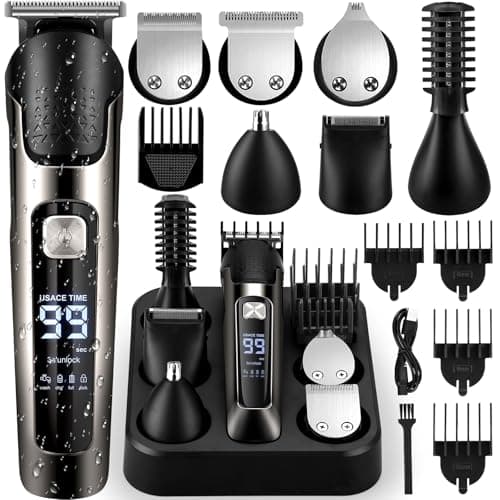 Image of 6-in-1 Beard Trimmer Men,Cordless Electric Razors for Men for Nose,Body,Face and Mustache,Professional Hair Clipper,Waterproof Shavers for Men Grooming Kit for Husband Father,Valentines Gifts (1)