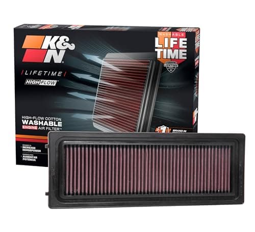 Image of K&N 33-3071 Engine Air Filter: High Performance, Premium, Washable, Replacement Filter: Compatible with 2016-2019 ALFA ROMEO (Giulia, Stelvio), Red