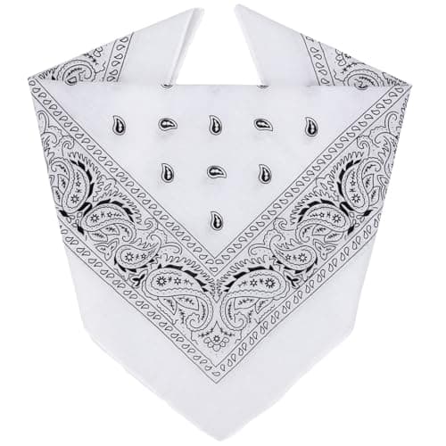 Image of ZENO White Bandana – 100% Cotton & Natural Fibers – White Bandana Scarf with No Polyester – Premium Quality – Soft, Durable & Machine Washable – For Men & Women – Unisex & Kids