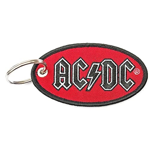 Image of AC/DC Keyring Keychain Oval Classic Band Logo Patch Official Red""