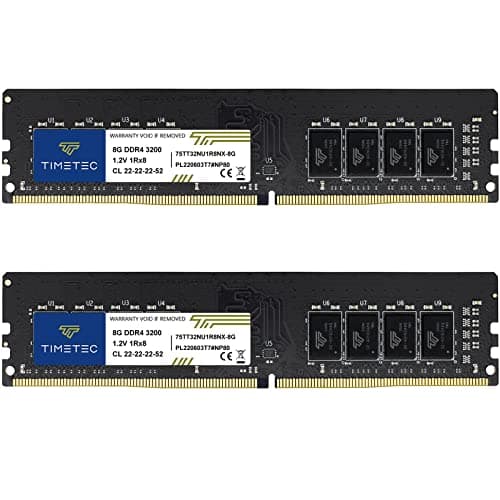 Image of Timetec 16GB KIT(2x8GB) DDR4 3200MHz PC4-25600 CL22 1.2V Non-ECC Unbuffered Designed for Gaming and Graphic Compatible with AMD and Intel Desktop PC Computer Memory Module Upgrade