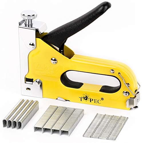 Image of Upholstery Staple Gun Heavy Duty, TOPEC 3-in-1 Stapler Gun with 600 Staples, Manual Brad Nailer Power Adjustment Stapler Gun for Wood, Crafts, Carpentry, Decoration DIY