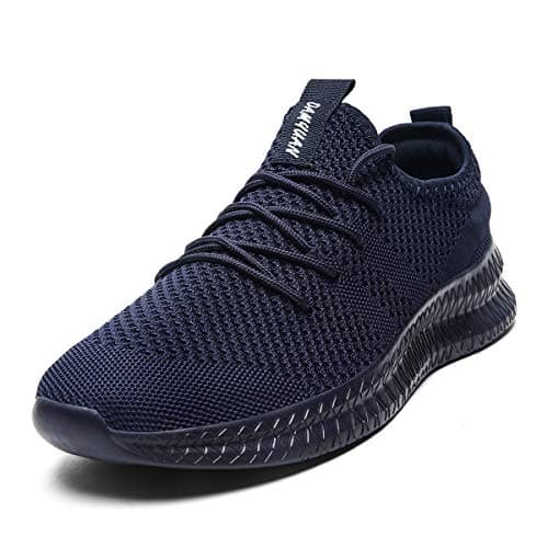 Image of Tvtaop Mens Trainers Road Running Shoes Sneaker Gym Athletic Breathable Outdoor Sports Jogging Fitness Non Slip Lightweight Comfortable Casual Walking Shoes Darkblue 9.5 UK