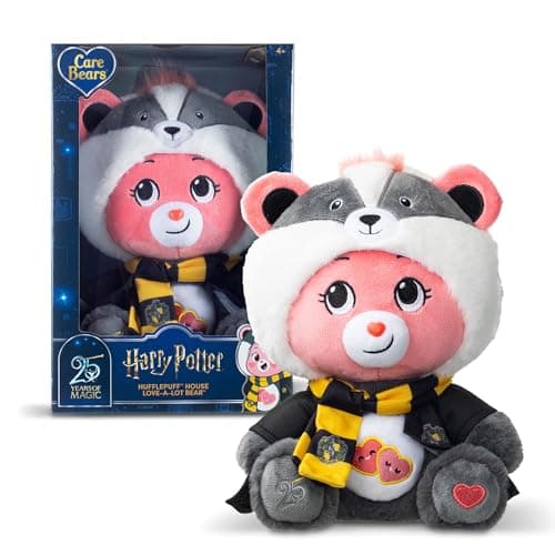 Image of Care Bears x Harry Potter Hufflepuff Love-A-Lot Bear 30cm Hoodie Plush – Premium Hogwarts House Collectible, Ages 4+, Yellow and Black