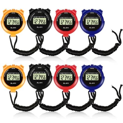 Image of 8 Pieces Sports Stopwatch Timer Multi Function Sport Digital Stop watch Large Display with Date Time and Alarm Function Shockproof Sport Stopwatch for Swimming Running Sports Training (Vivid Color)
