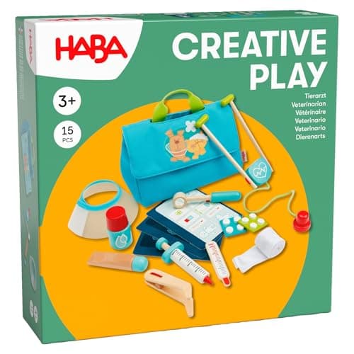 Image of HABA Creative Play Veterinarian Set | Wooden Vet Accessories For Kids | Animal Care Role Play For Cuddly Toys & Dolls | Encourages Stories, Kids Adventures