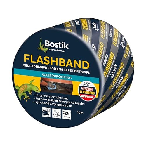 Image of Bostik Flashband Self Adhesive Flashing Tape for Roofs Grey -50mm x 10m - Provides an Instant Watertight Seal